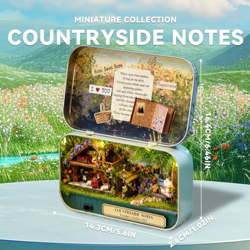 Flever Dollhouse Miniature DIY House Kit Creative Room with Furniture and Cover for Romantic Valentine's Gift(Countryside Notes) - Image 2